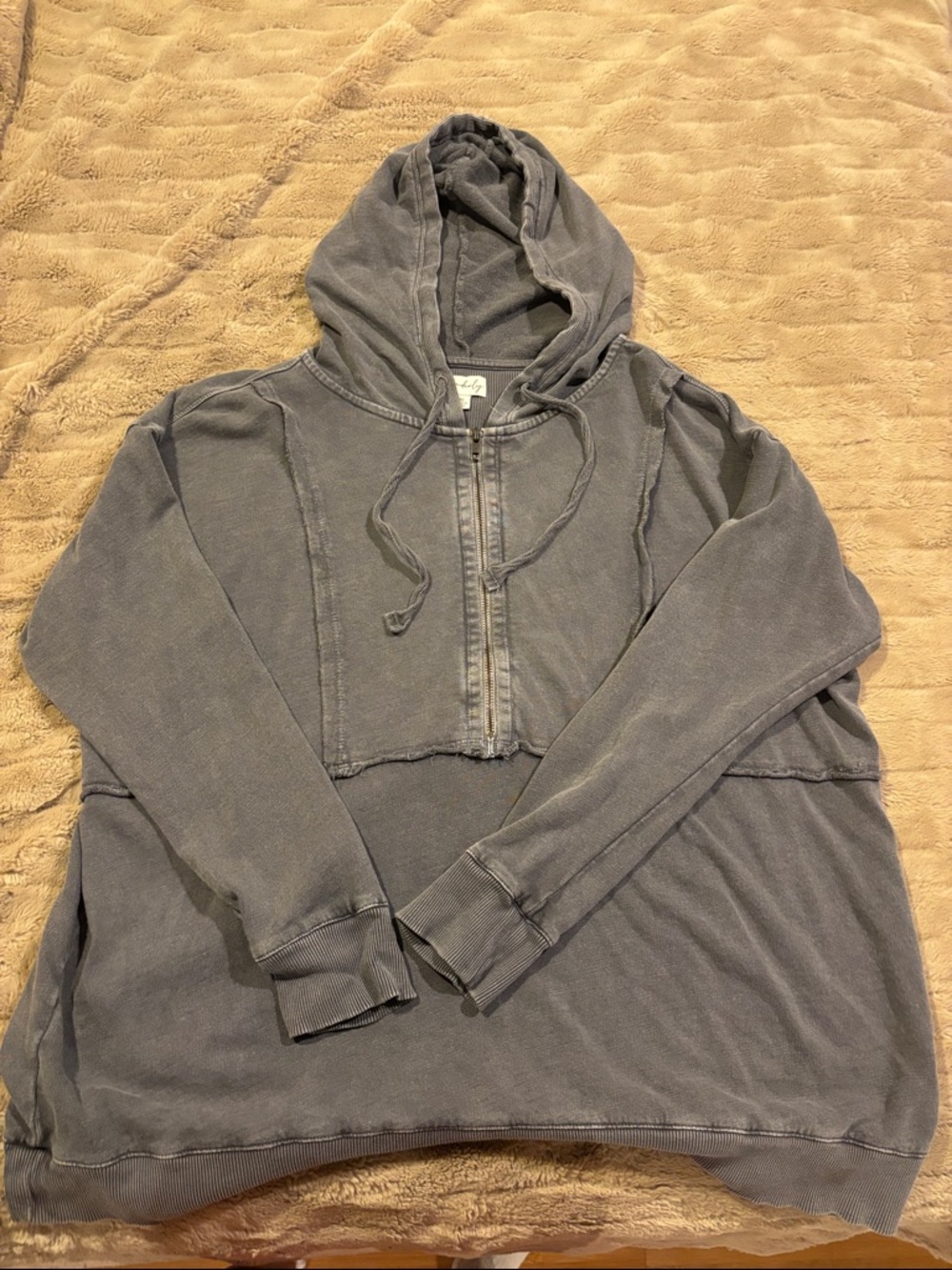 Wonderly Washed Gray Half-Zip Hoodie